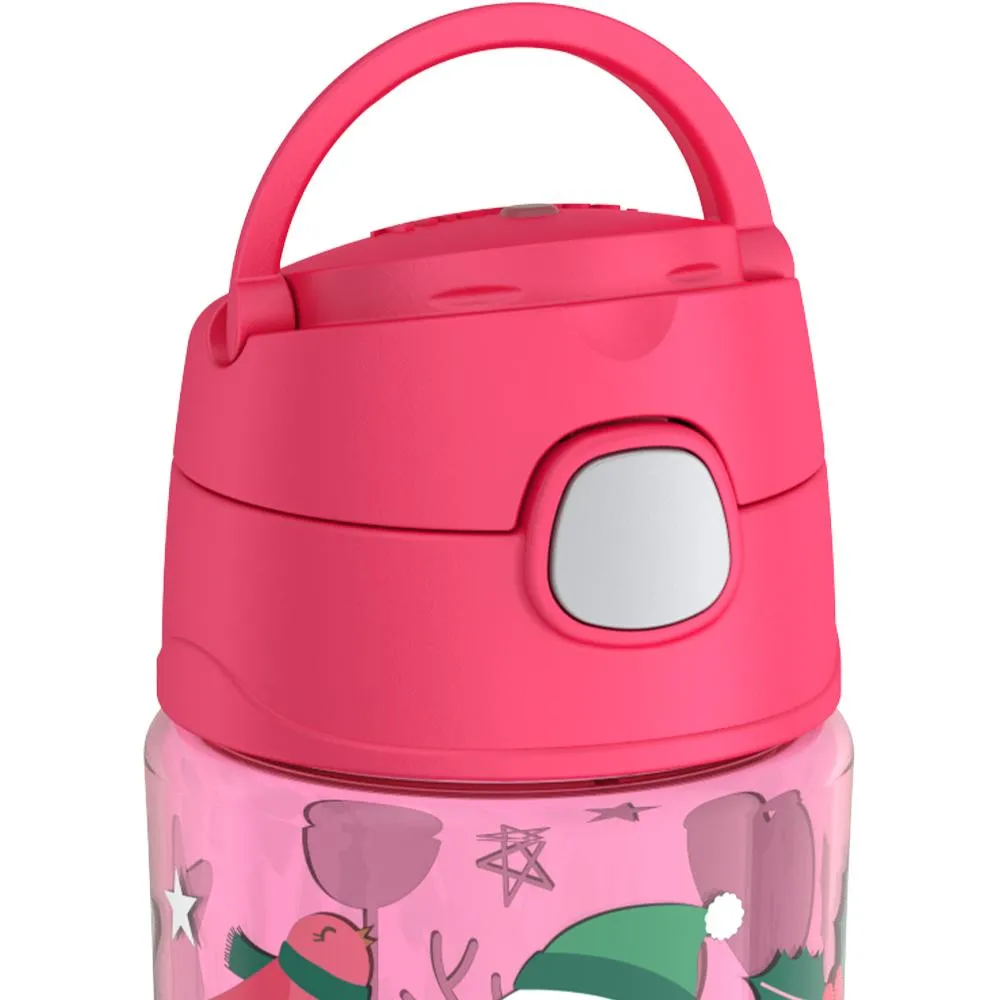 16oz THERMOS® KIDS PLASTIC WATER BOTTLE PINK SNOWMAN