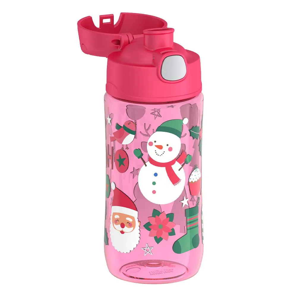 16oz THERMOS® KIDS PLASTIC WATER BOTTLE PINK SNOWMAN