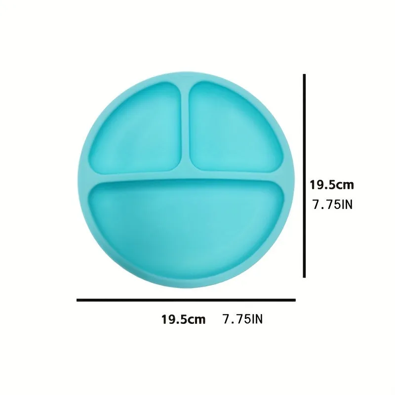 1pc Kids Silicone Plate Suctioned Safe Microwaveable Tableware