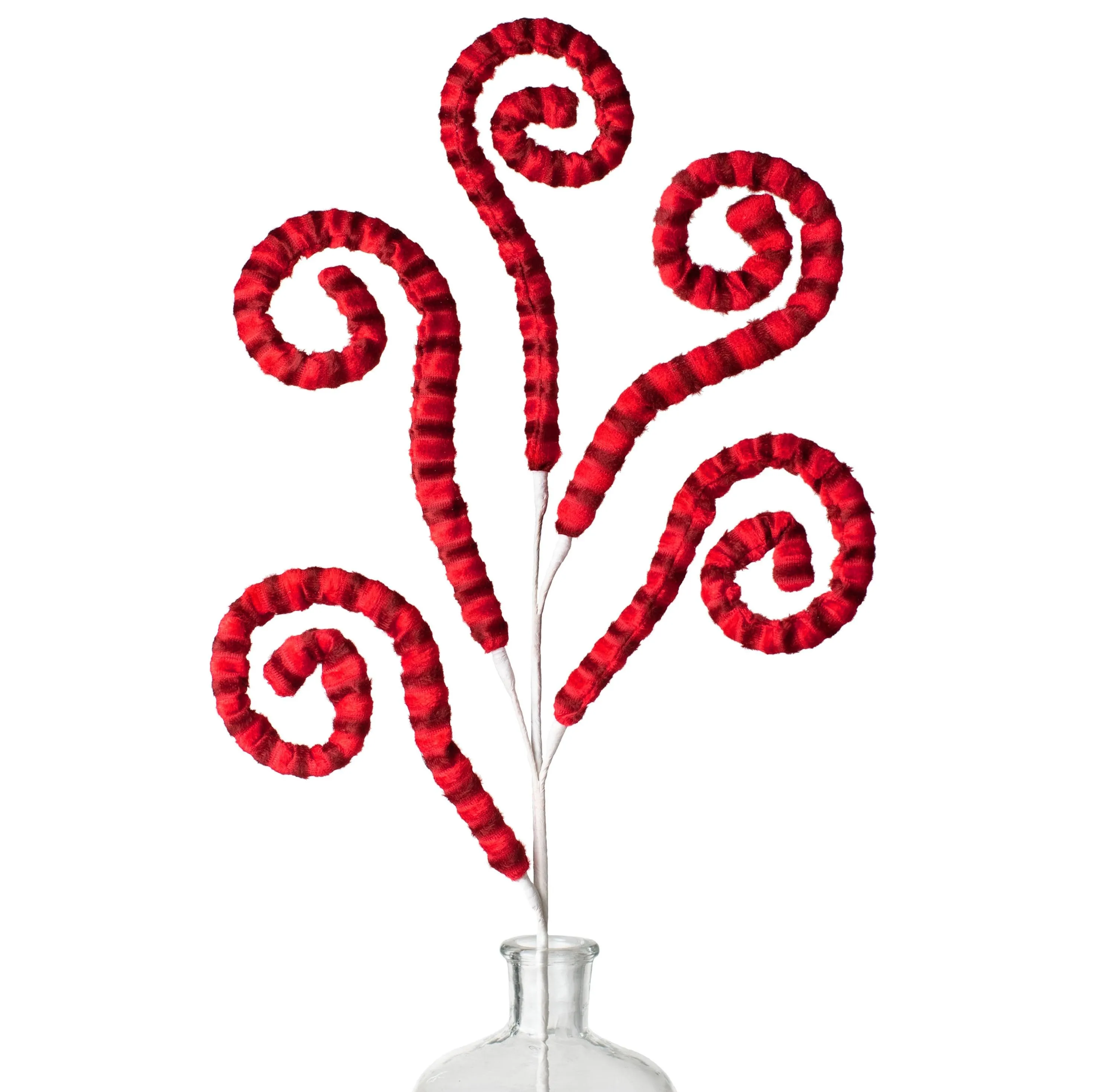 29" Stripe Fabric Spiral Curly Spray: Red