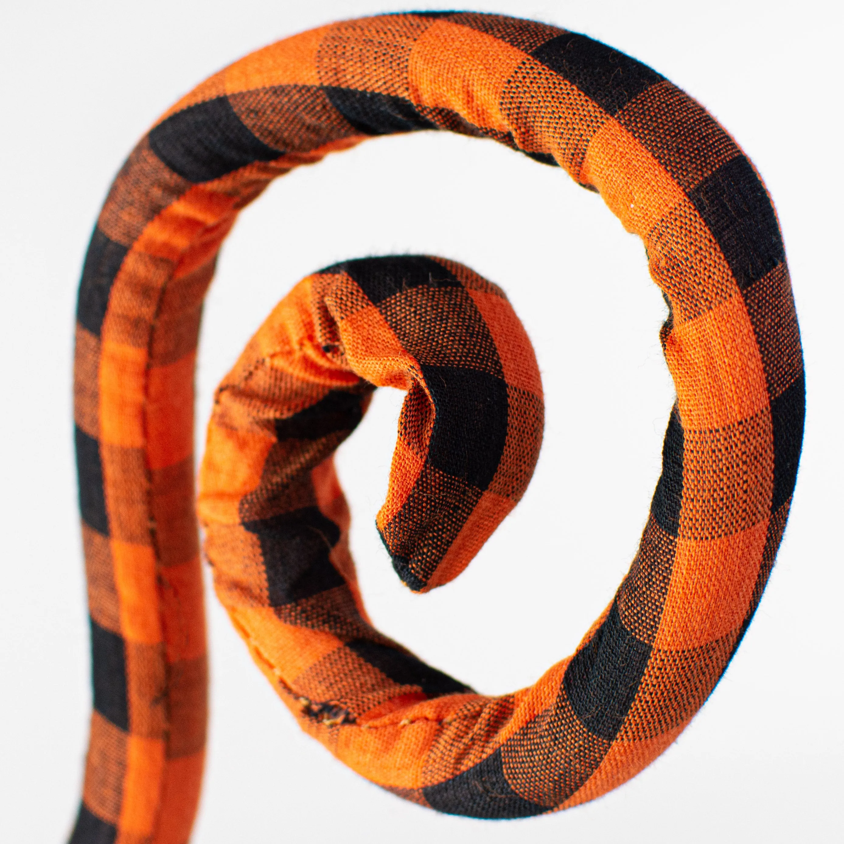 30" Knit Fabric Plaid Spiral Curly Spray: Orange & Black