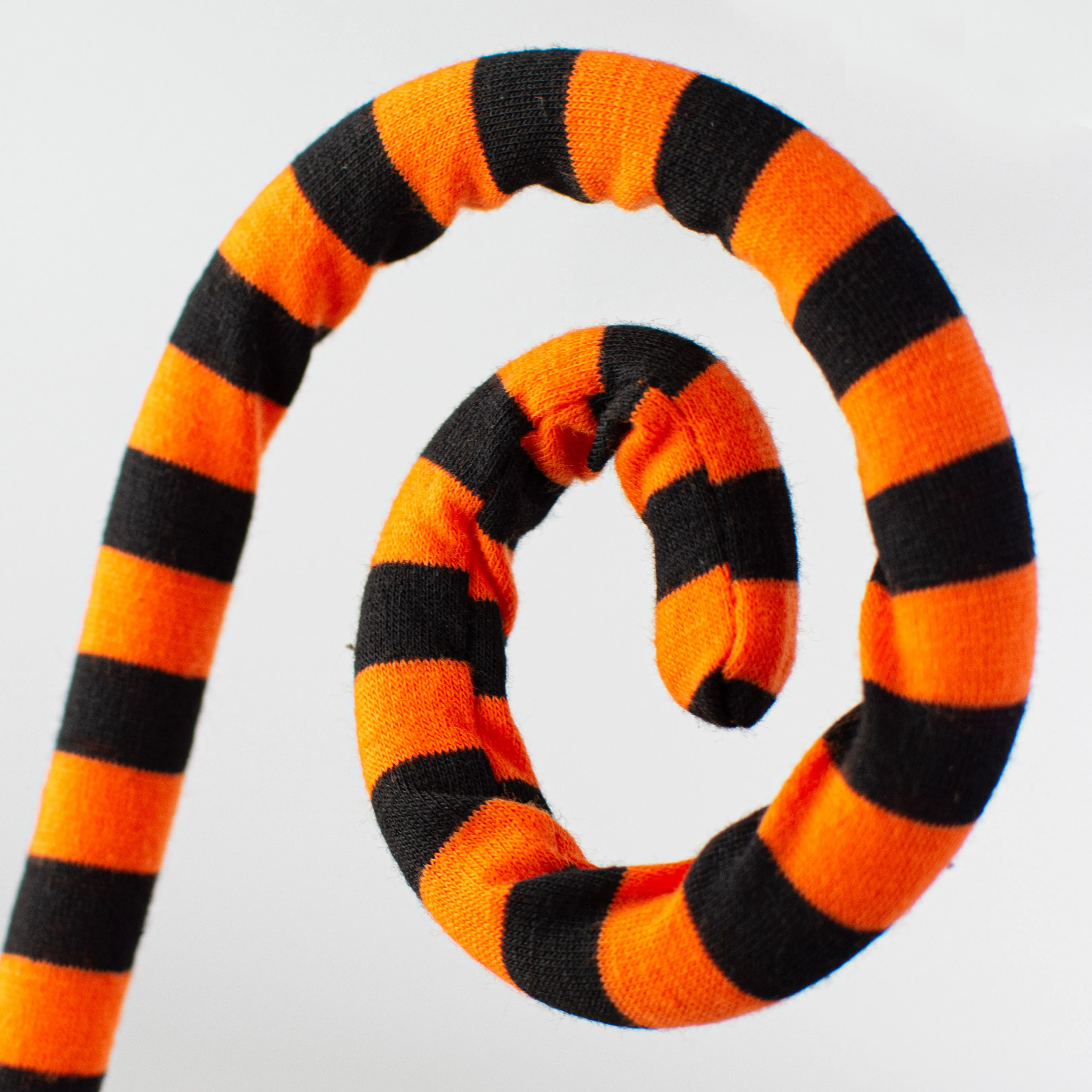 30" Knit Fabric Stripe Spiral Curly Spray: Orange & Black