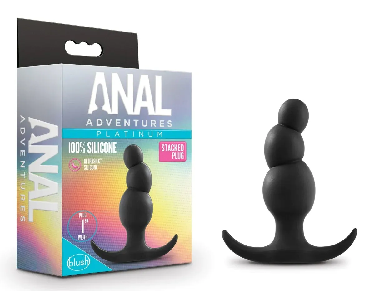 Anal Adventures Platinum Stacked Black 3.25-Inch Anal Plug