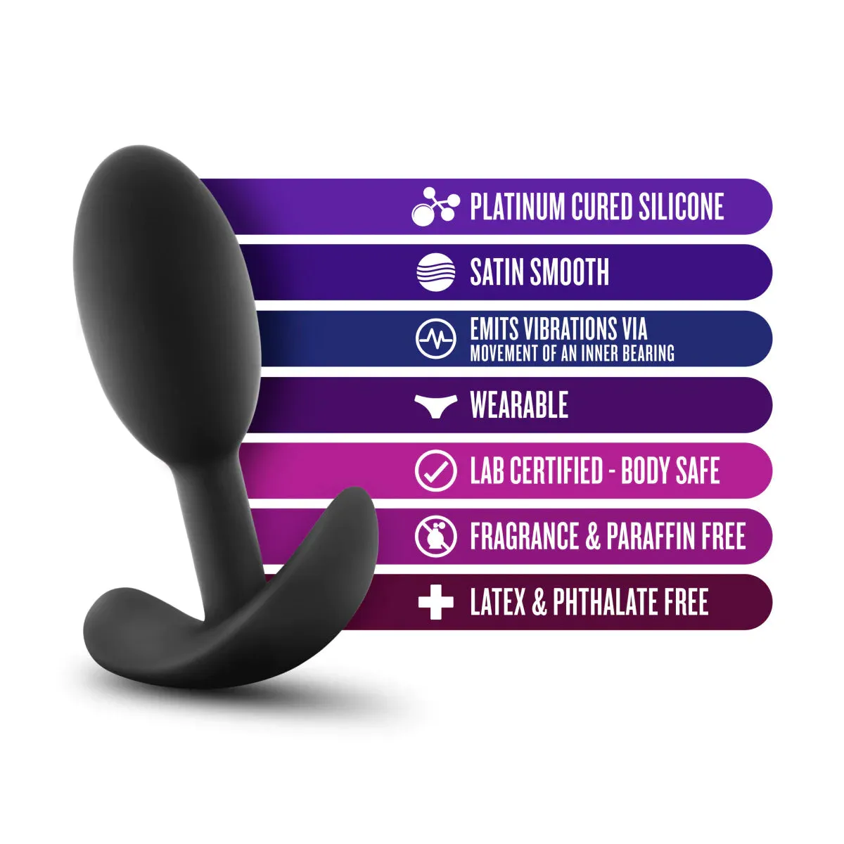 Anal Adventures Platinum Vibra Slim Black 3.5-Inch Anal Plug