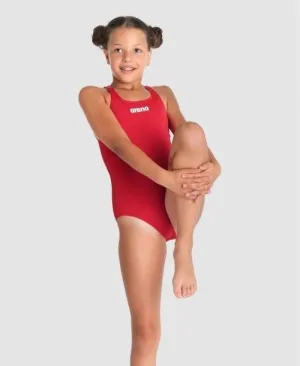 Arena Team Girls Swim Pro Solid Quick Dry Athletic Swimming Suit One Piece - Red