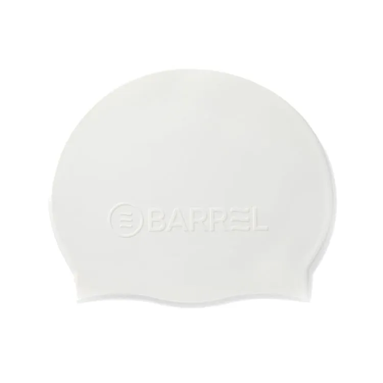 Barrel Basic Embossing Silicone Swim Cap-WHITE