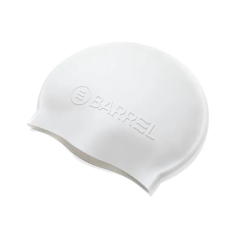 Barrel Basic Embossing Silicone Swim Cap-WHITE