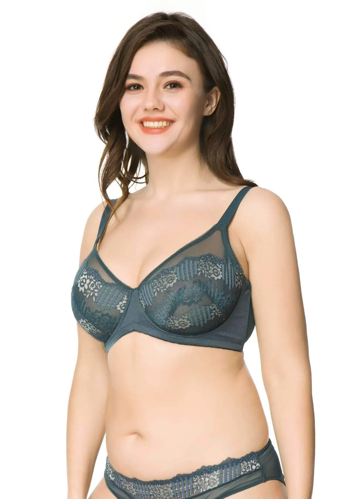 Bellissima Stripe Floral Lace Underwire Bra