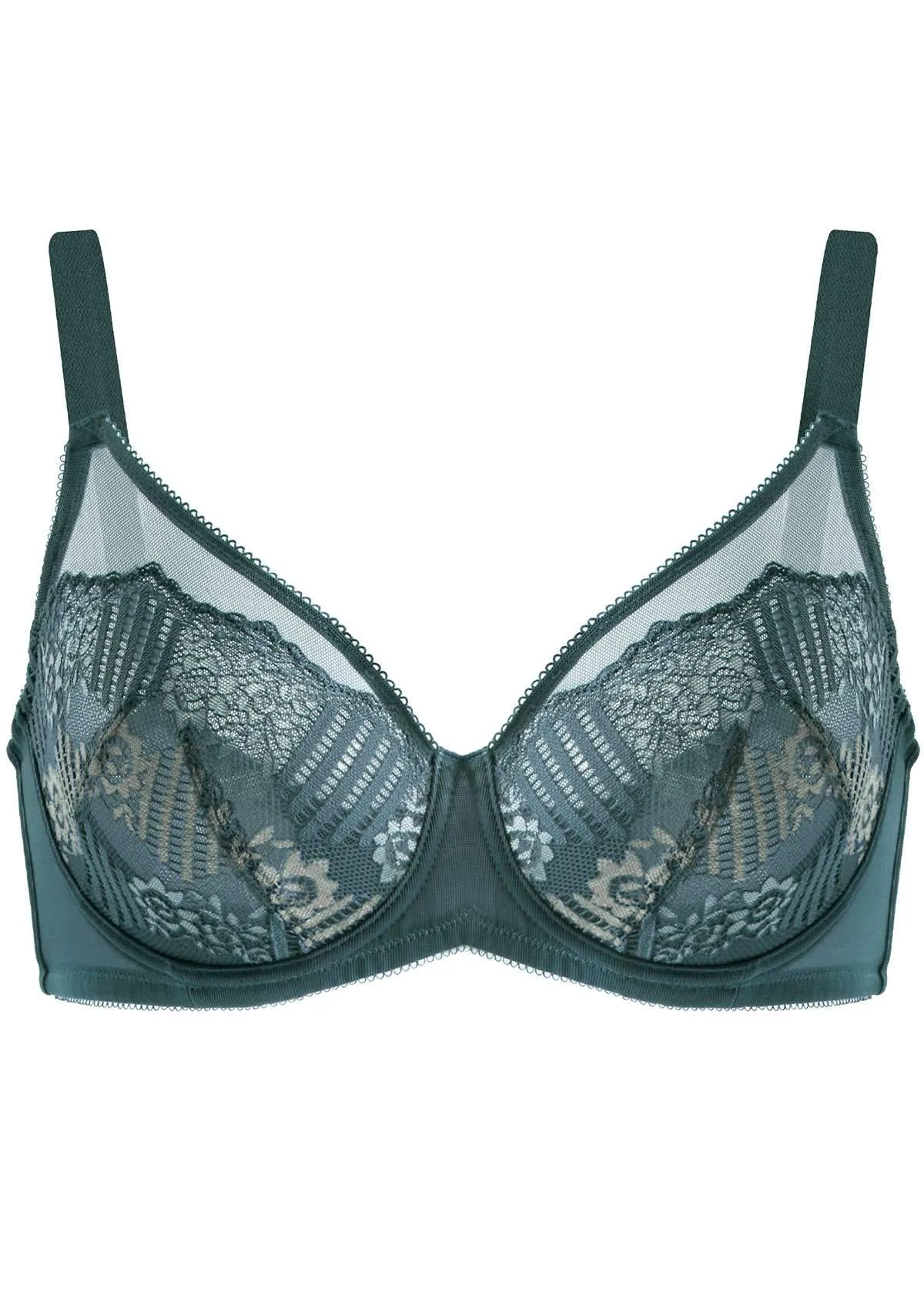 Bellissima Stripe Floral Lace Underwire Bra