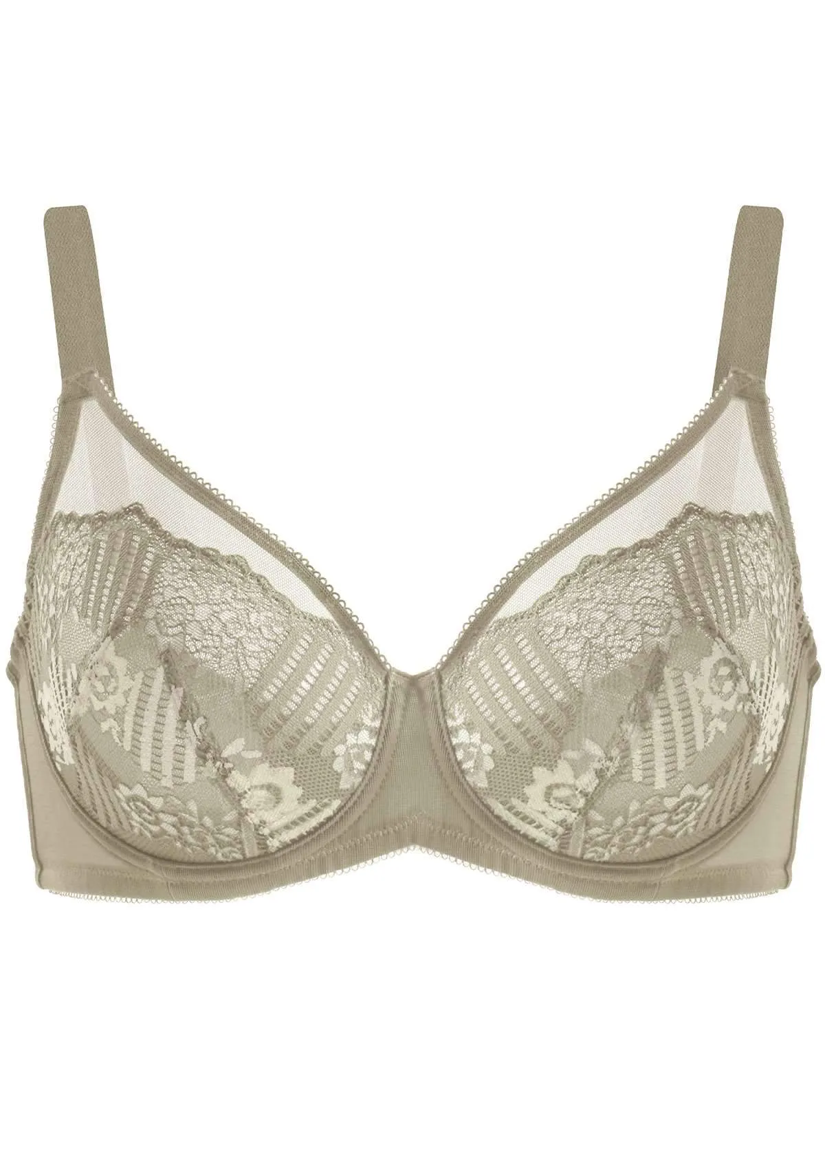 Bellissima Stripe Floral Lace Underwire Bra