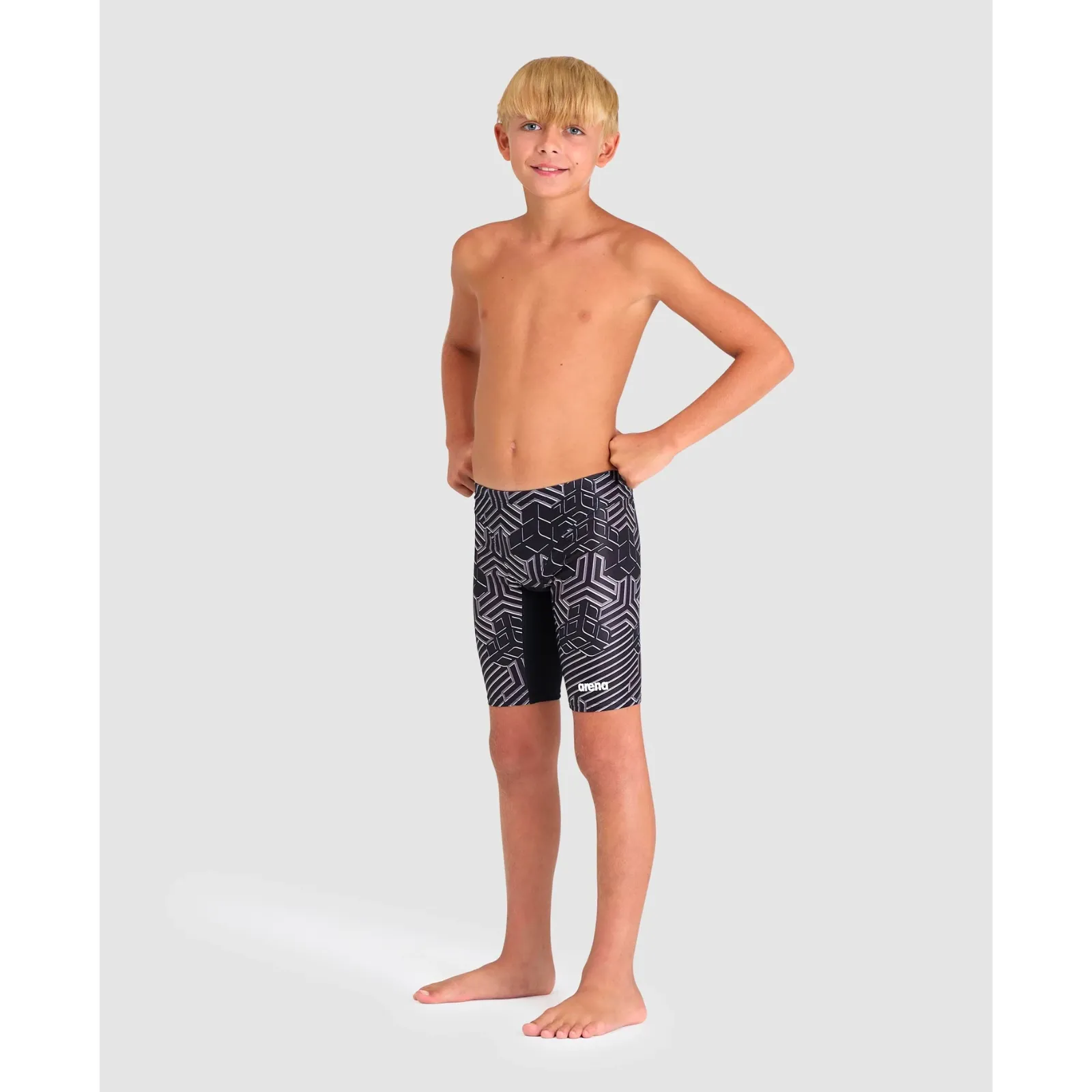 BOYS' ARENA SWIM JAMMER KIKKO PRO - BLACK/BLACK MULTI