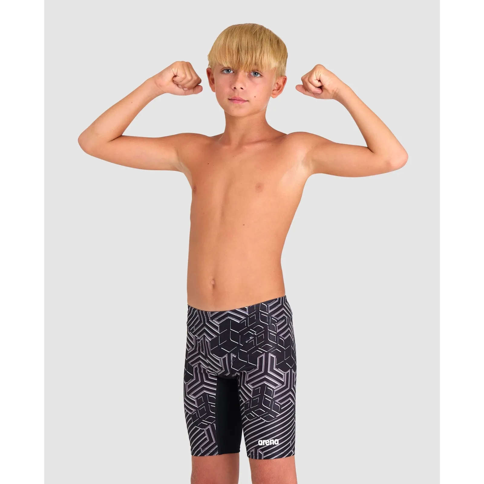 BOYS' ARENA SWIM JAMMER KIKKO PRO - BLACK/BLACK MULTI