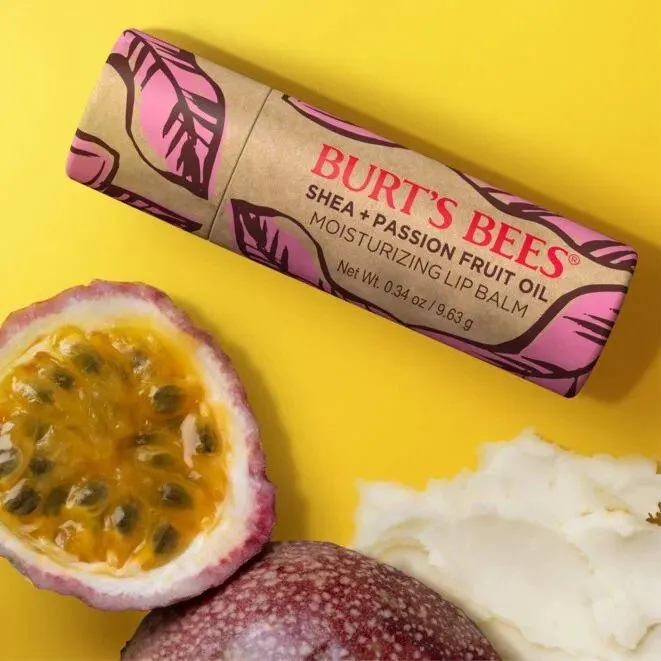 Burt's Bees Shea Passion Fruit Paper Tube Moisturizing Lip Balm in Blister Box 0.34 oz Lip Balm