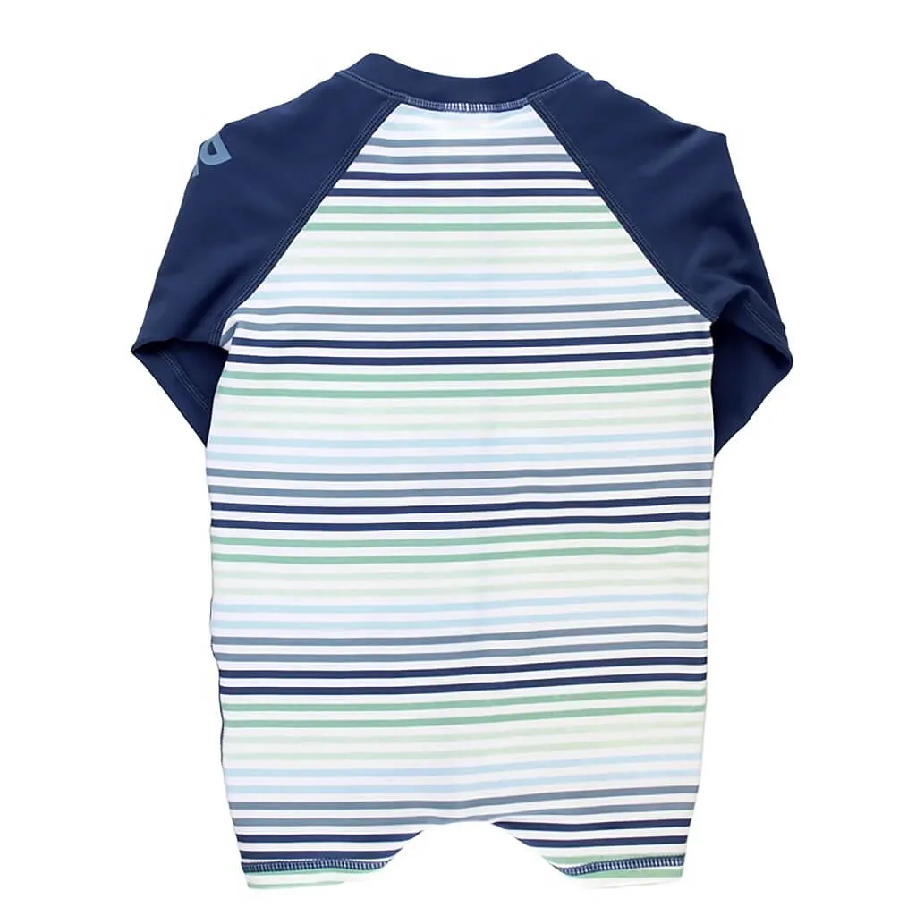 Coastal Stripes Long Sleeve One Piece Rash Guard