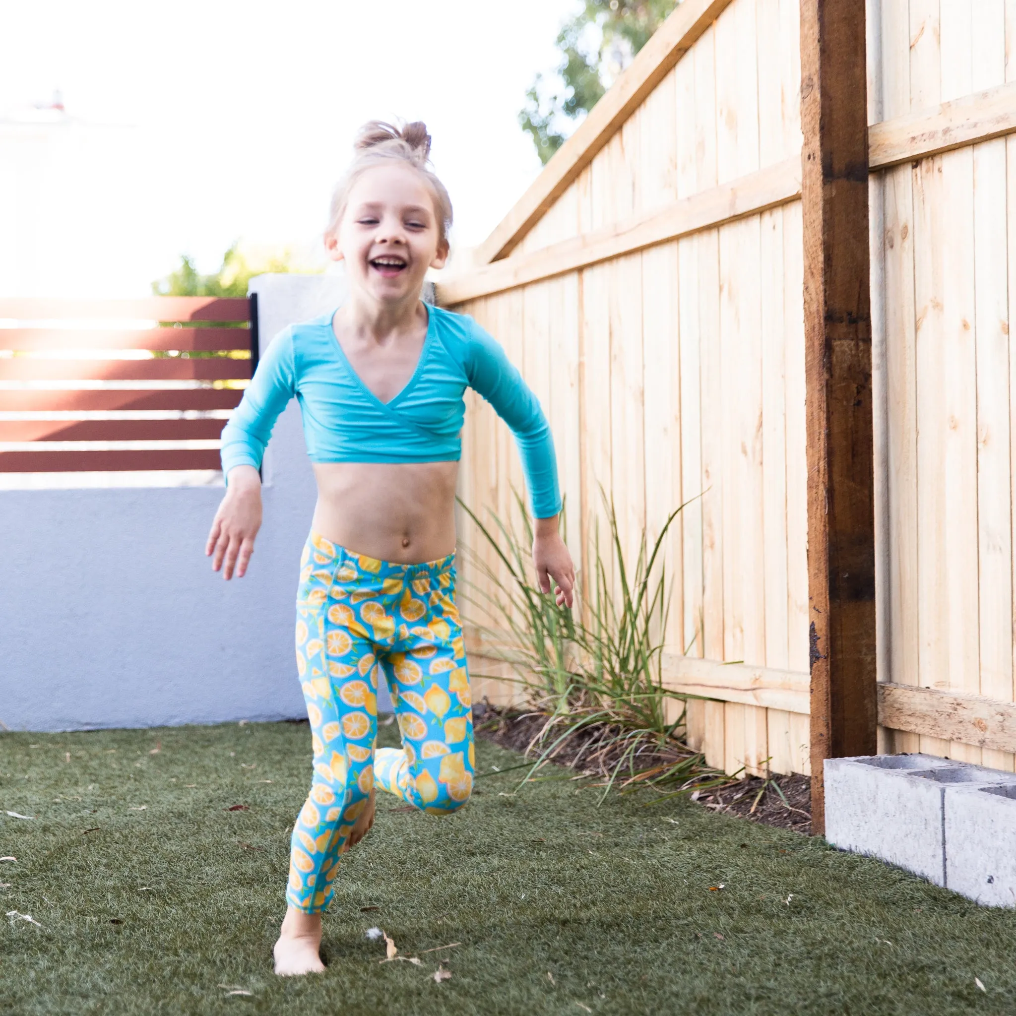 Girls Long Sleeve Swim Wrap Top - "Aqua"