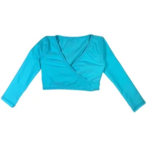 Girls Long Sleeve Swim Wrap Top - "Aqua"