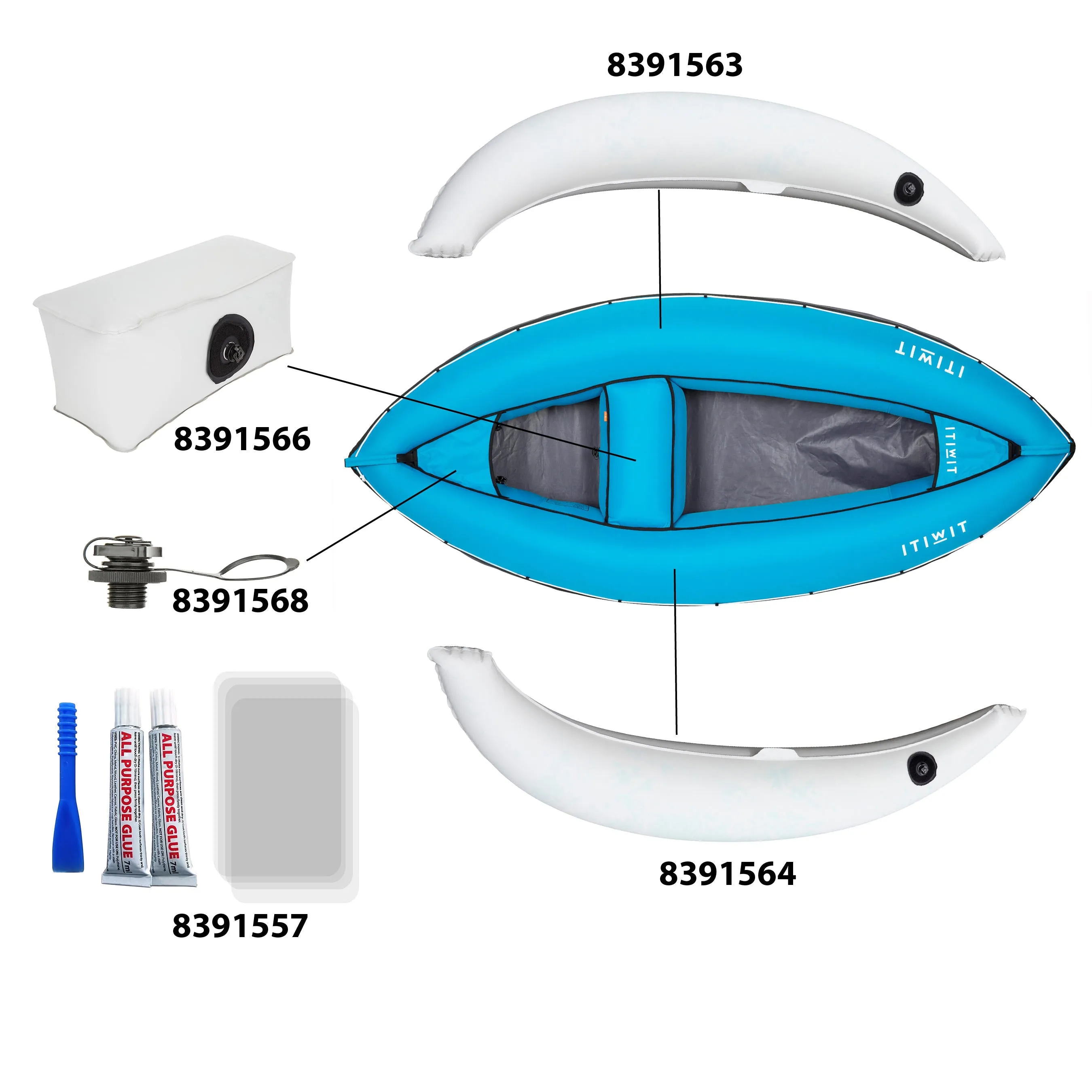 Inflatable seat for canoe ITIWIT Easyboat EB100 G2