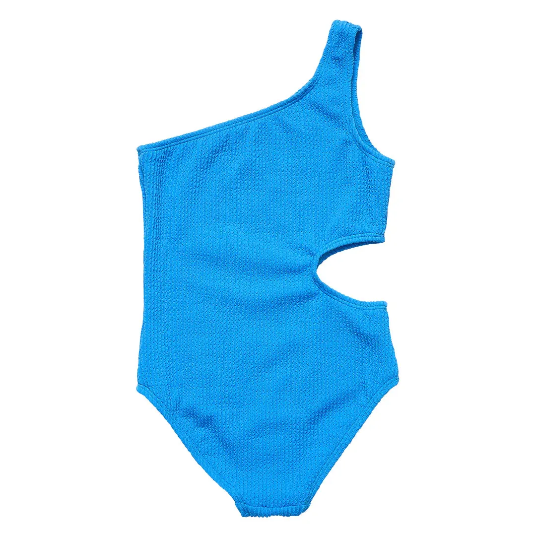 Marine Blue One Shoulder Swimsuit