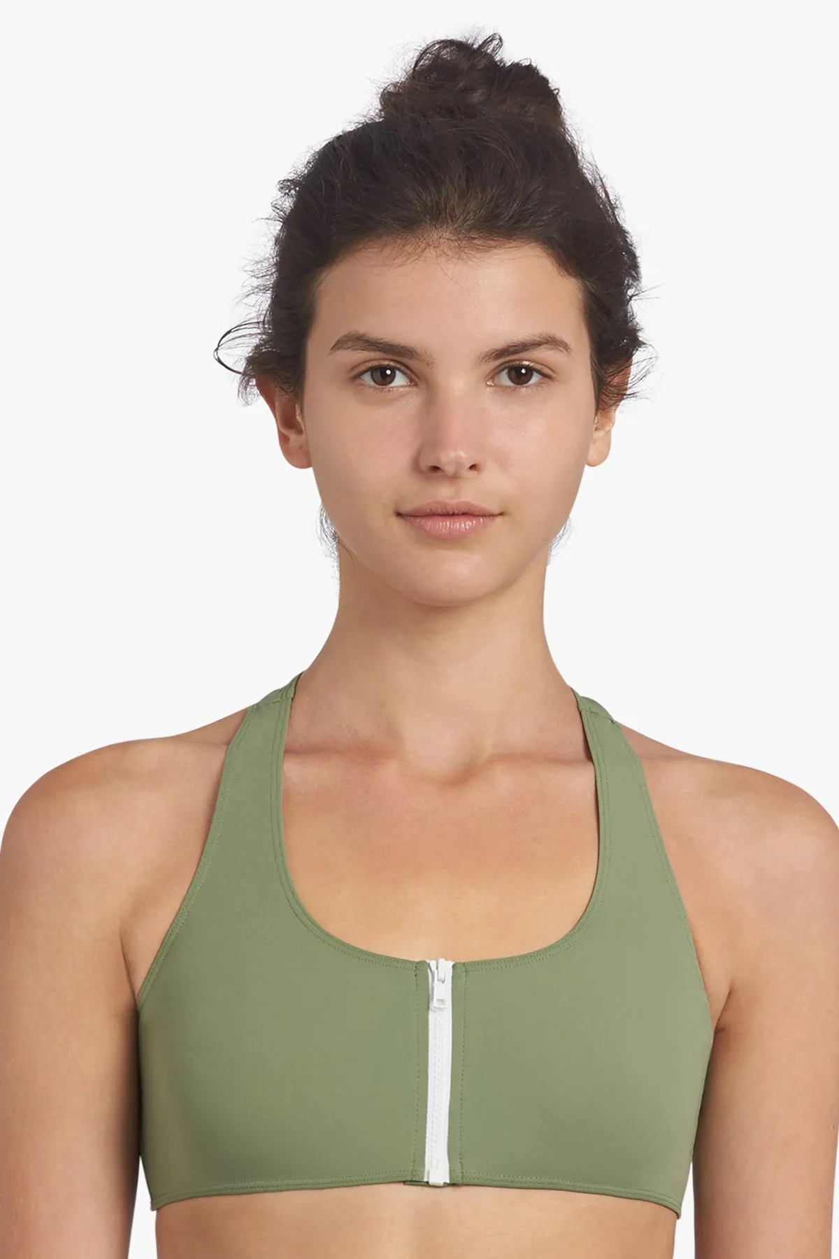 MISKA Paris Mix And Match Sport Girls Swim Top - Safari Green