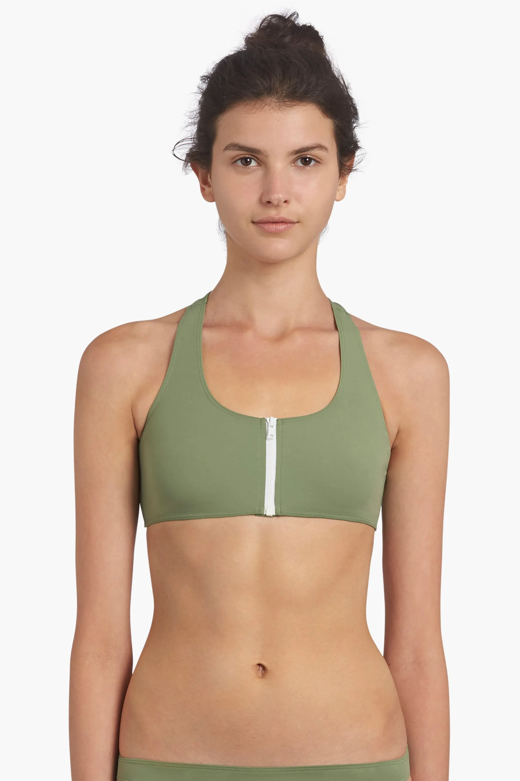 MISKA Paris Mix And Match Sport Girls Swim Top - Safari Green