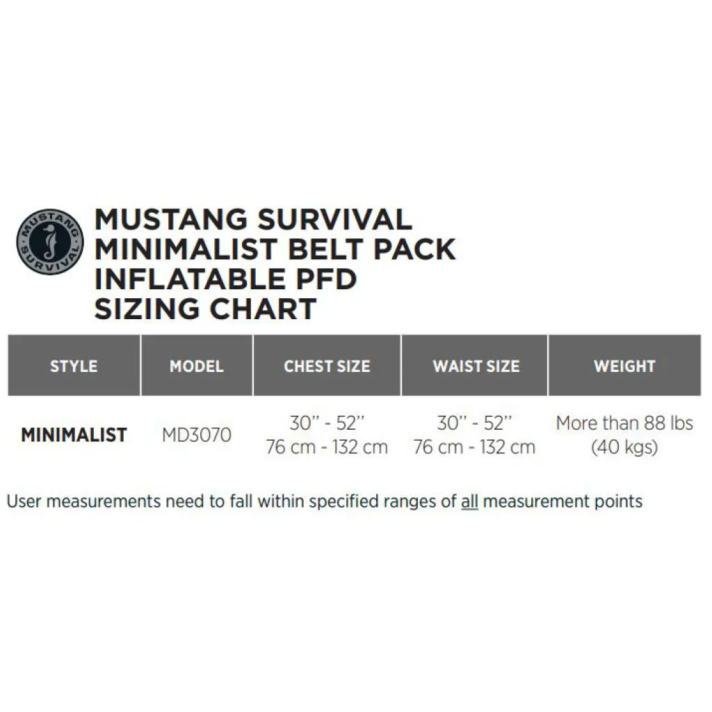 Mustang Minimalist Manual Inflation Belt Pack PFD