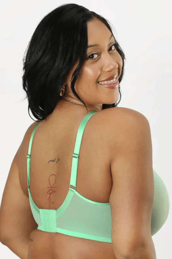 Sheer Mesh Unlined Underwire Bra - Green