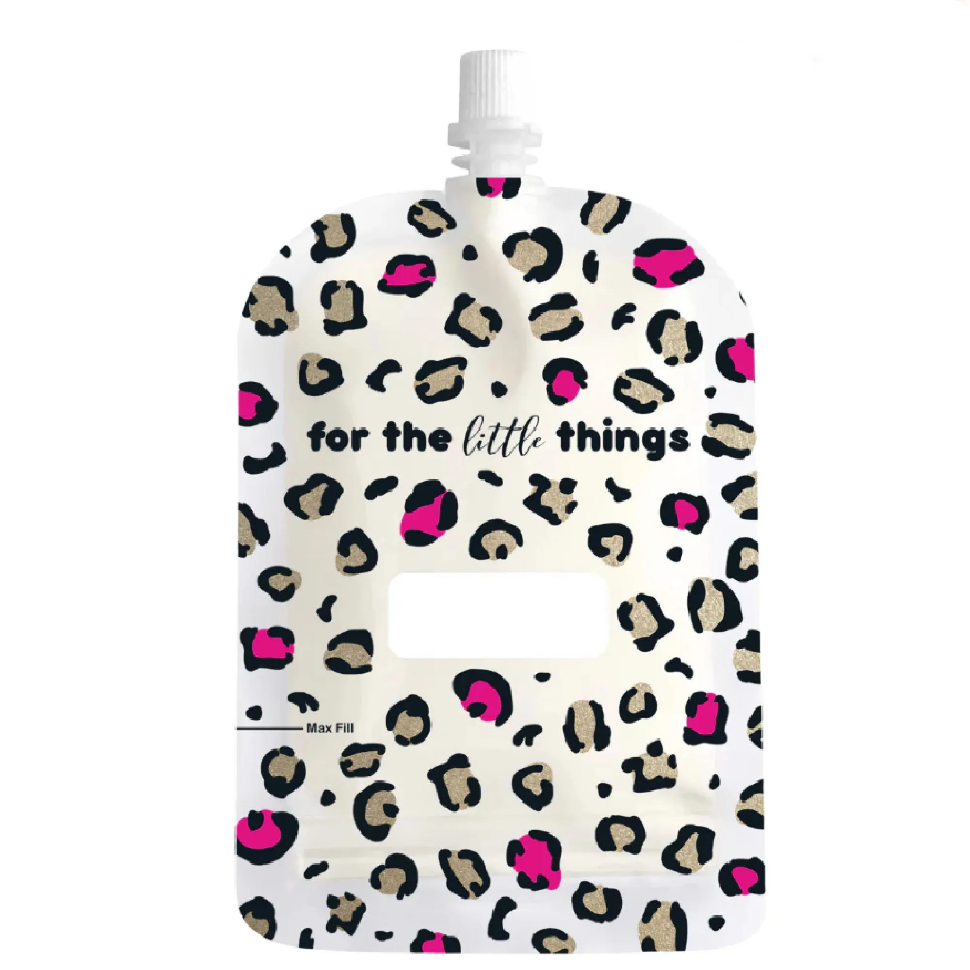 Sinchies 150ml Reusable Food Pouch - 10 Pack - Pink Leopard