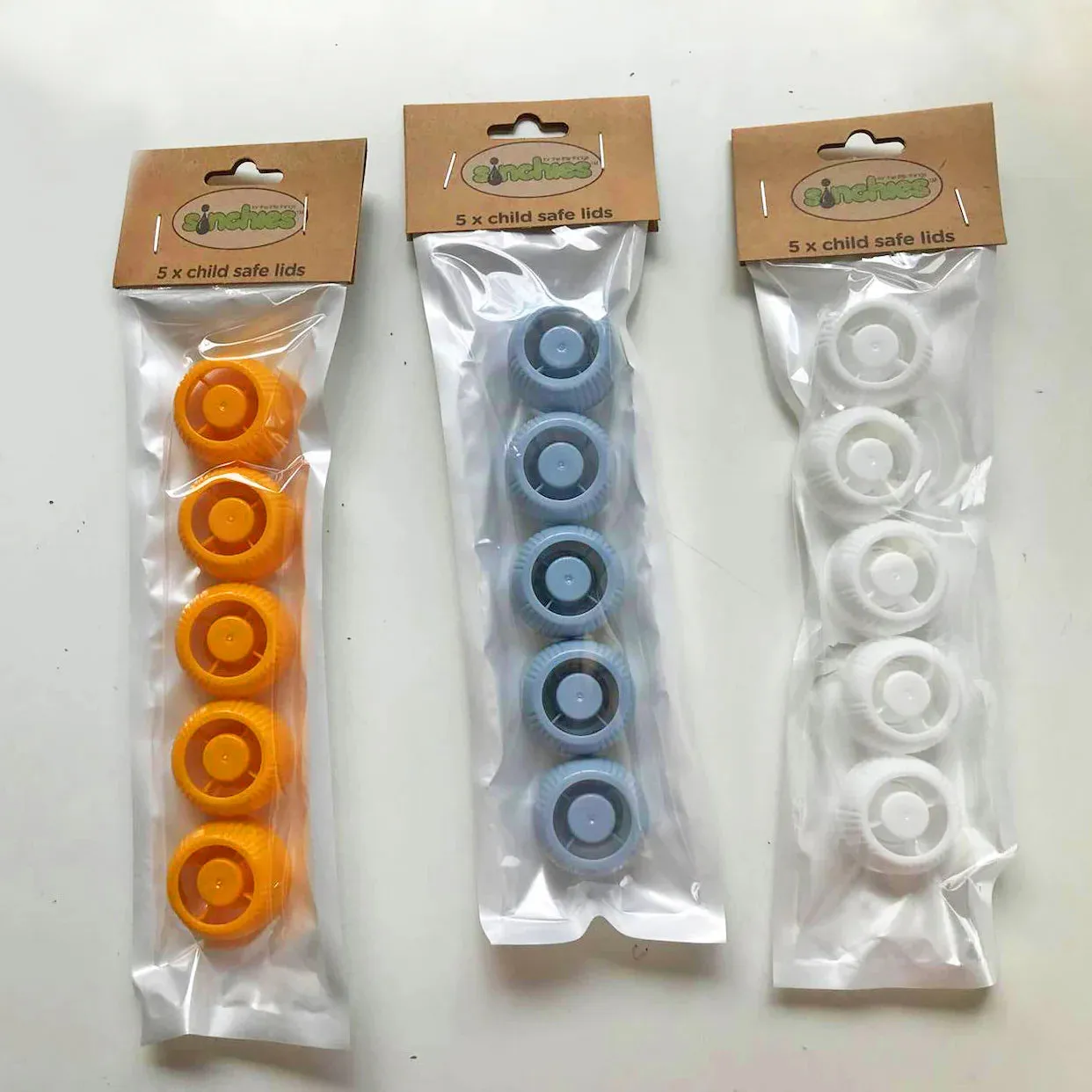 Sinchies Child Safe Anti-Choke Lids - Assorted Colours - 5 Pack