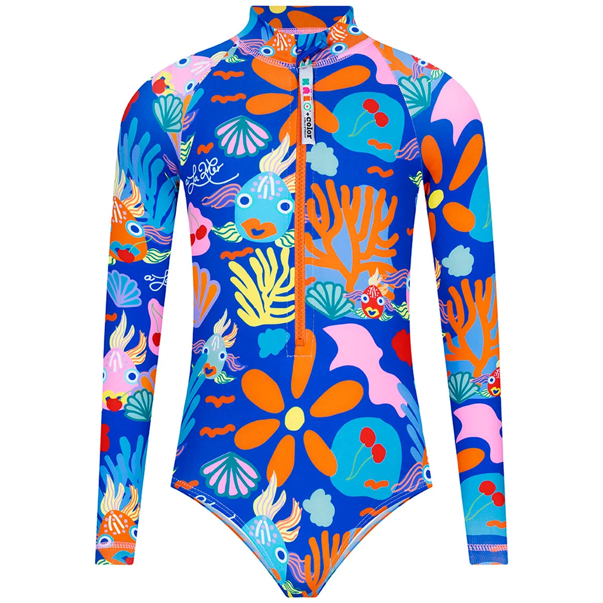 Sparkling Fish Girls Long Sleeve Bodysuit Rash Guard With Zipper