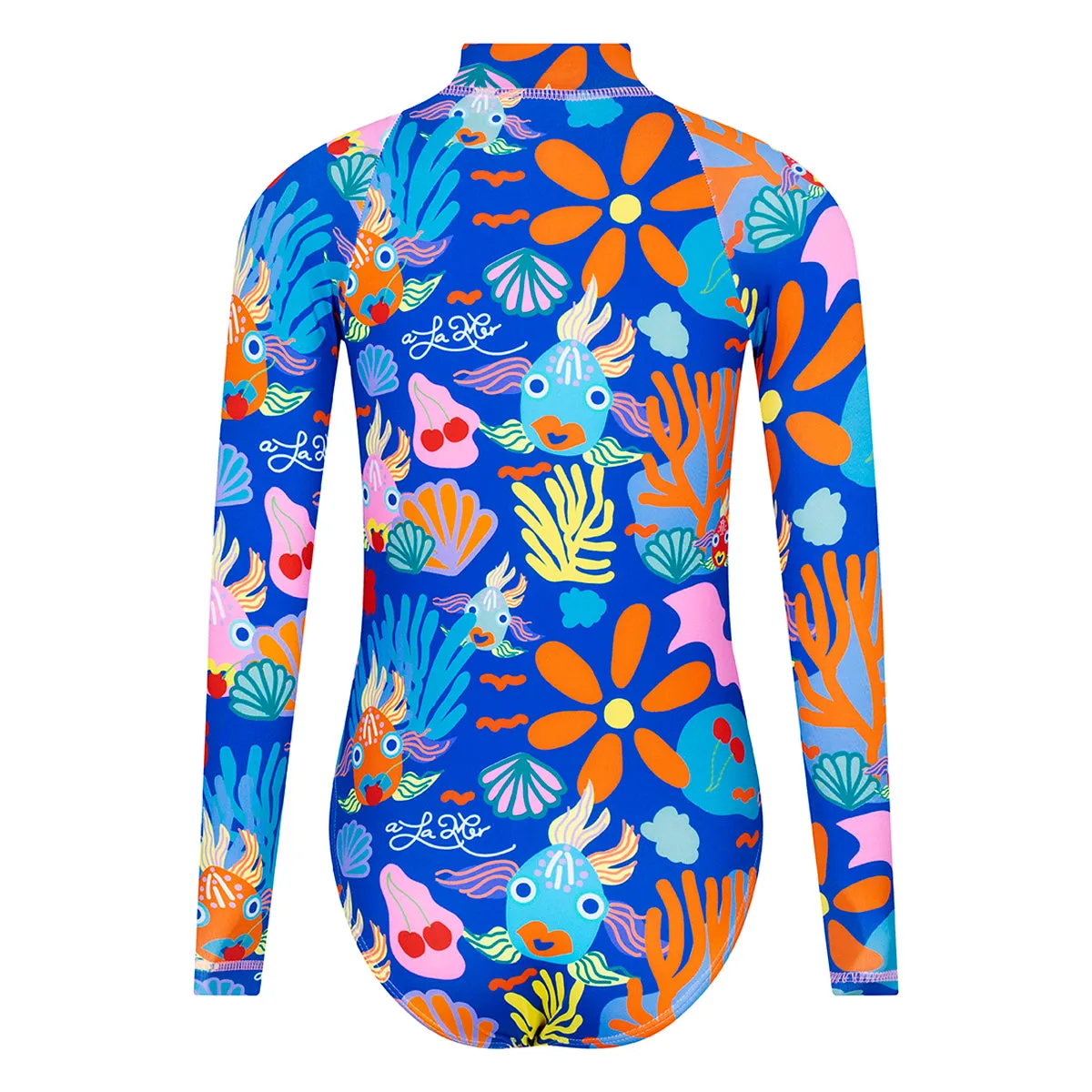 Sparkling Fish Girls Long Sleeve Bodysuit Rash Guard With Zipper