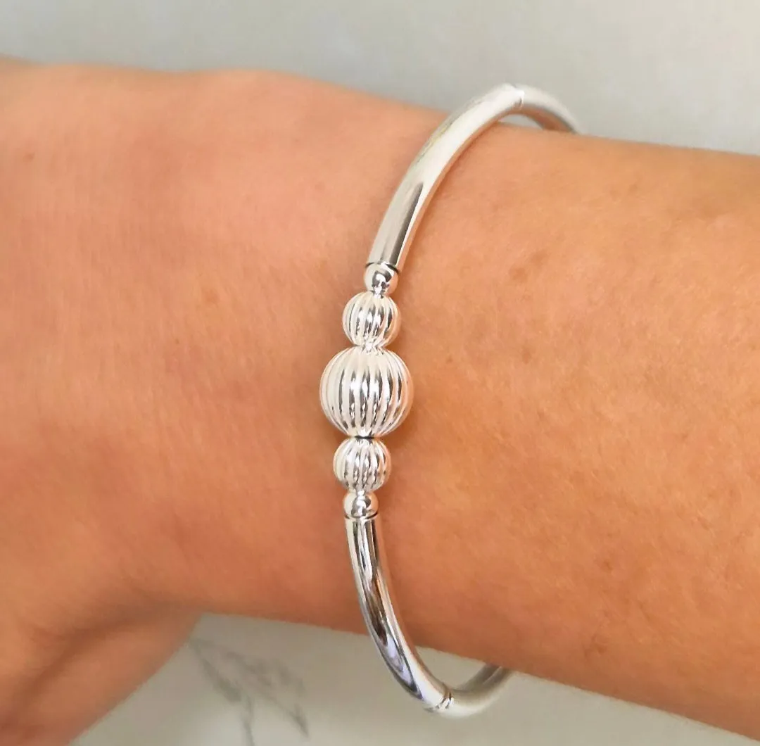 Sterling Silver Corrugated Noodle Bracelet