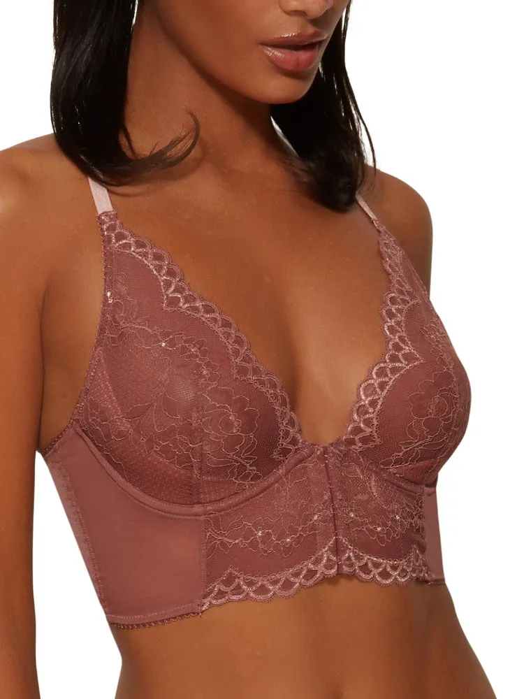 Superboost Lace Deep V Bralette - Cinder Rose