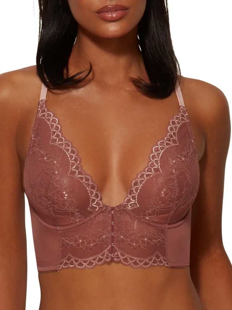 Superboost Lace Deep V Bralette - Cinder Rose