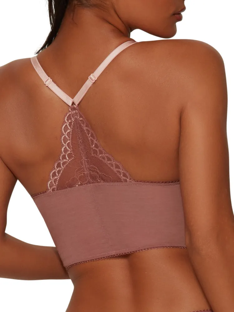 Superboost Lace Deep V Bralette - Cinder Rose