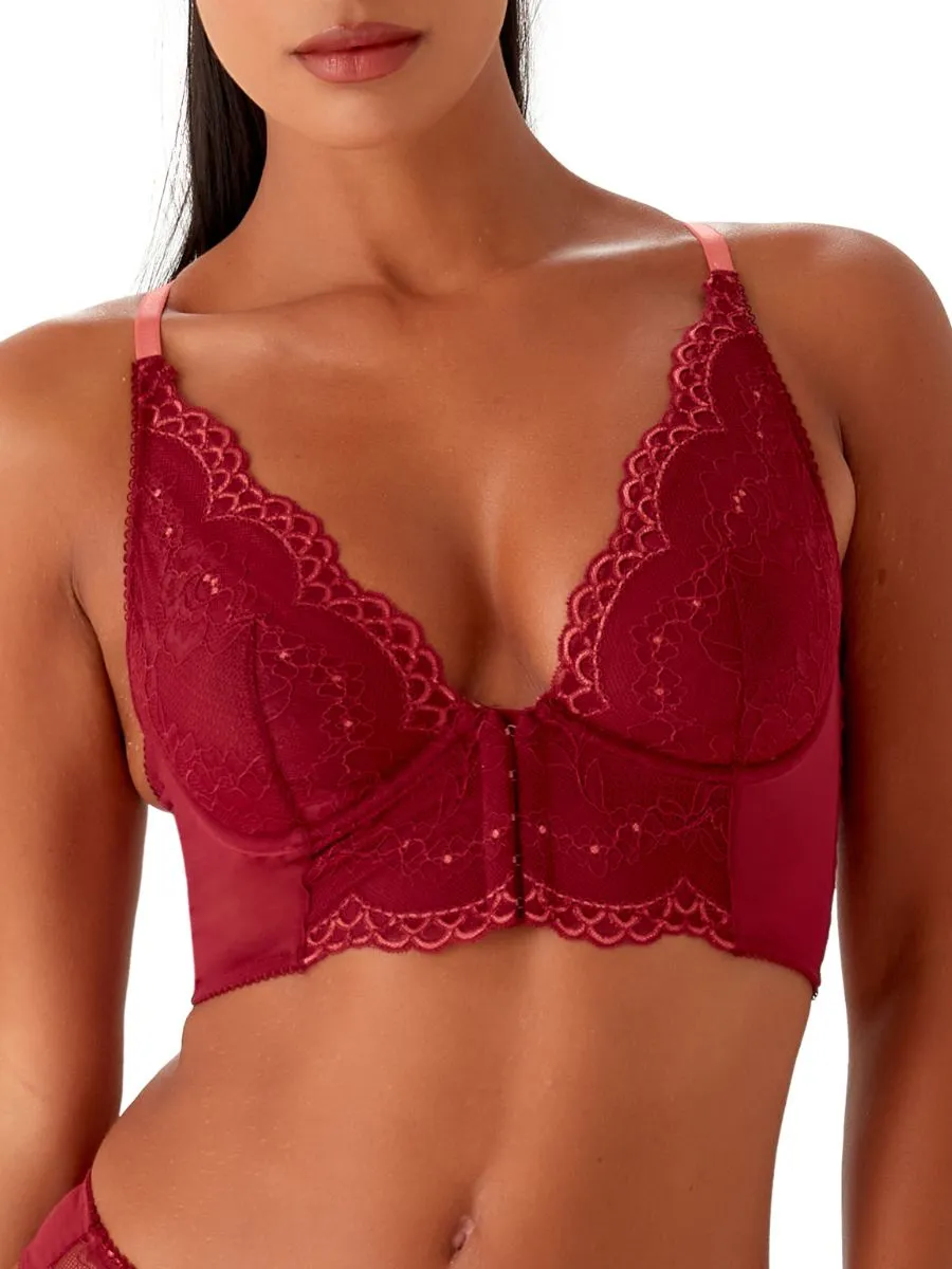 Superboost Lace Deep V Bralette - Cranberry/Raspberry Sorbet