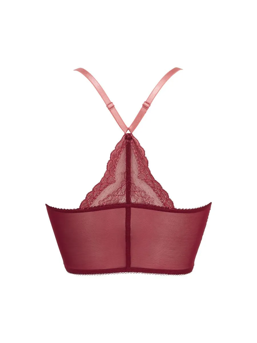 Superboost Lace Deep V Bralette - Cranberry/Raspberry Sorbet