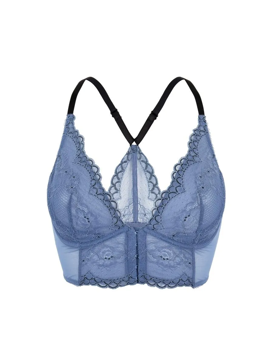 Superboost Lace Deep V Bralette - Moonlight Blue