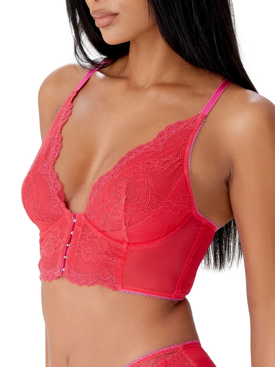 Superboost Lace Deep V Bralette - Rose Red