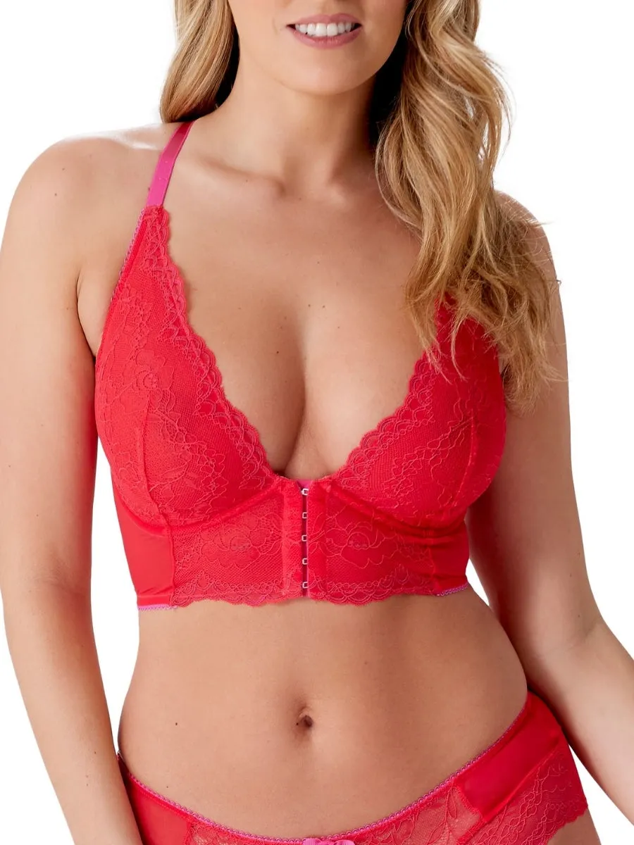 Superboost Lace Deep V Bralette - Rose Red