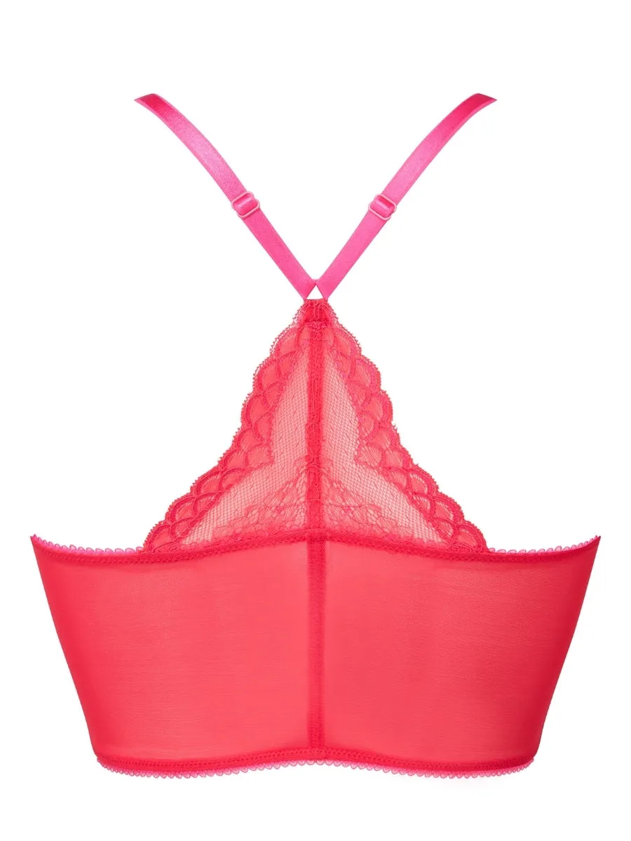 Superboost Lace Deep V Bralette - Rose Red