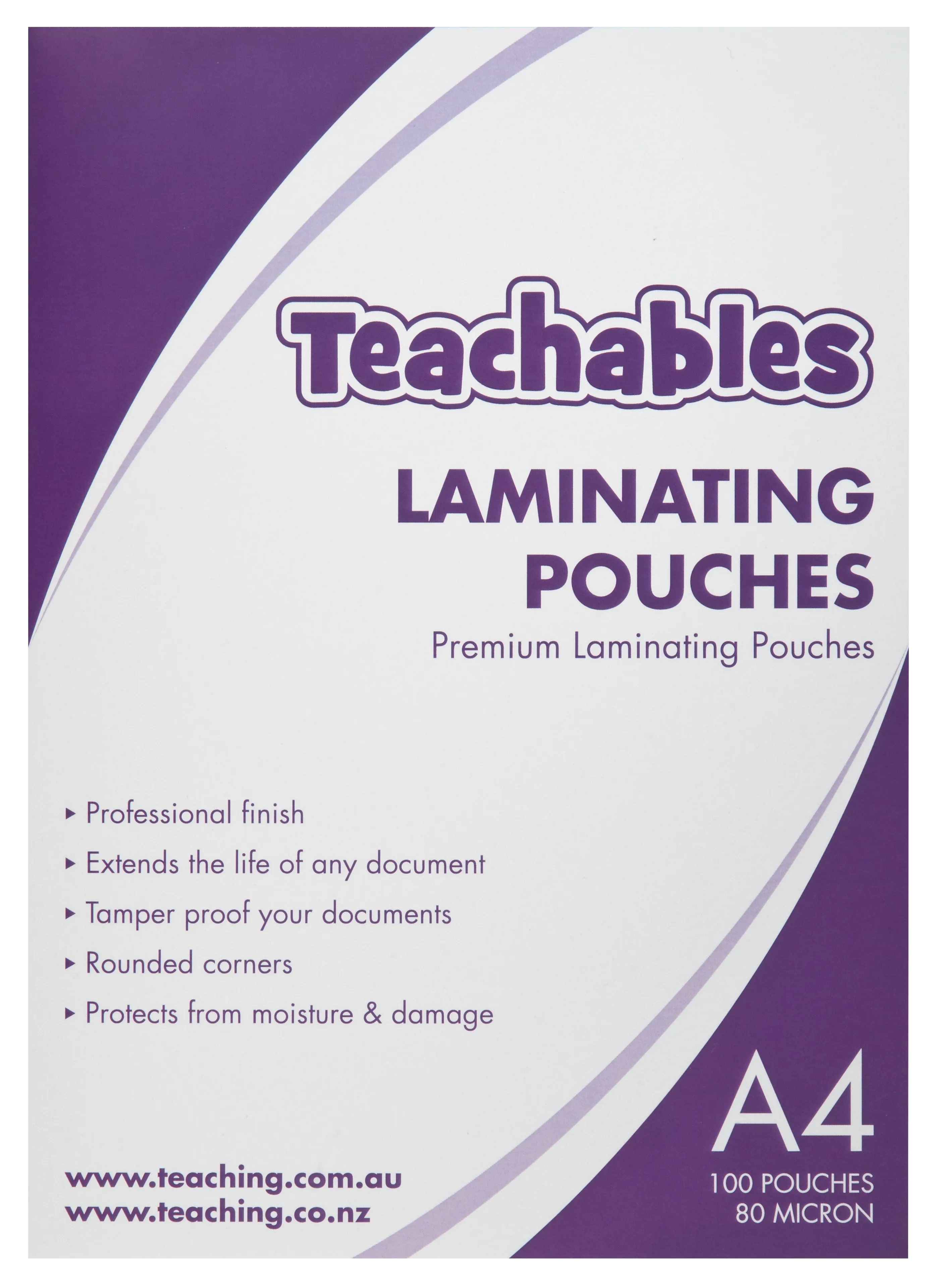 Teachables Laminating Pouches A4 - 80mic Pack 100