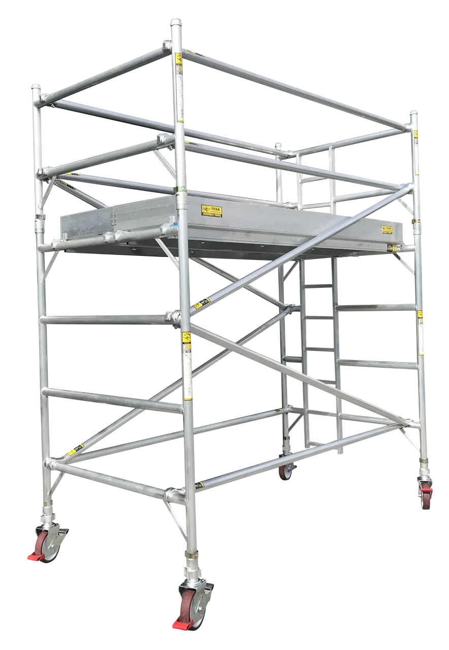 Titan Double Width Integrated Ladder Mobile Tower Scaffolding  - 4.0m Working Height