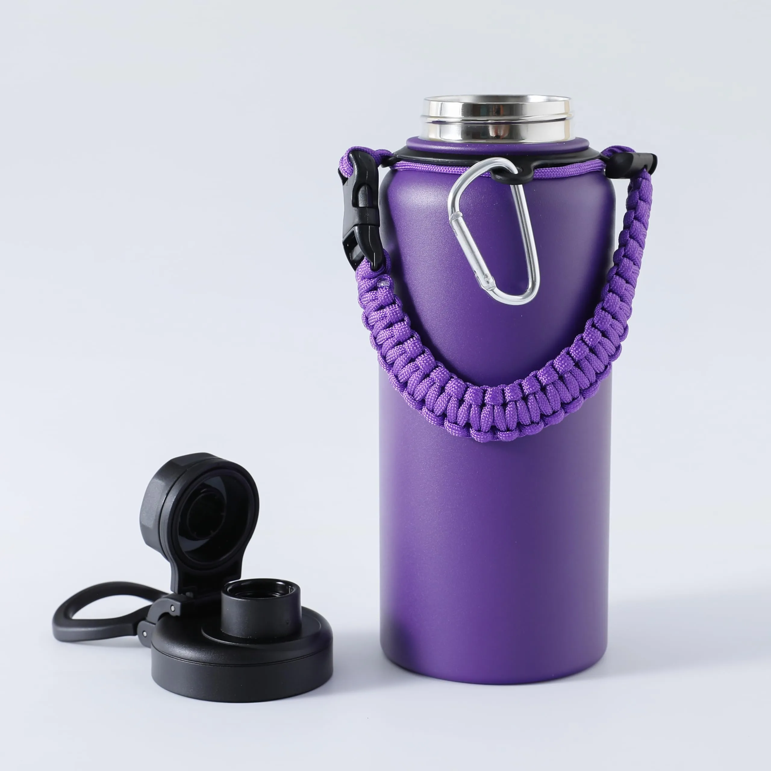 UMAI Stainless Steel Water Bottle|Vacuum Insulated Flask Water Bottles with Rope and Carabiner for Outdoor Adventures, Fitness Activities, Daily Commute|Hot and Cold Water Bottle | 960ml | Purple