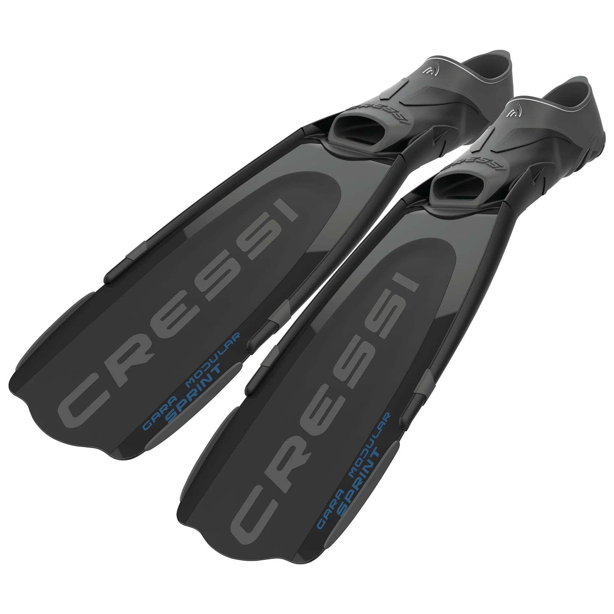 Used Cressi Gara Modular Sprint Scuba Diving Fins - Black - 36/37