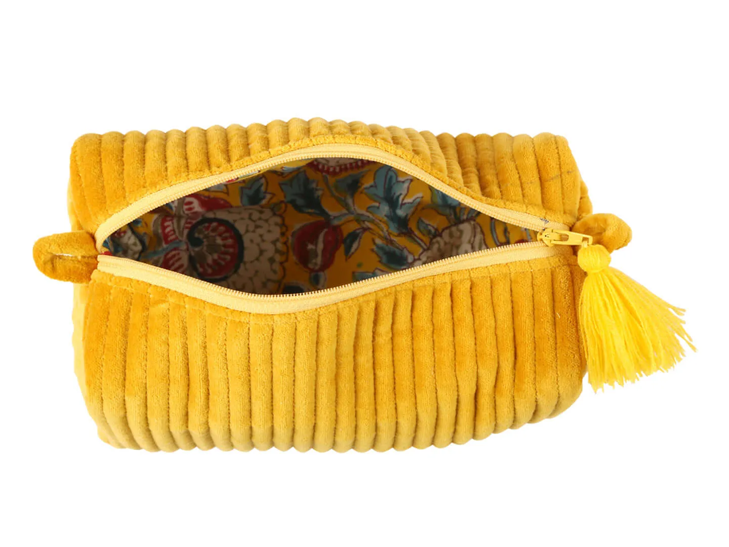 Velvet Quilted Pouch - Mustard