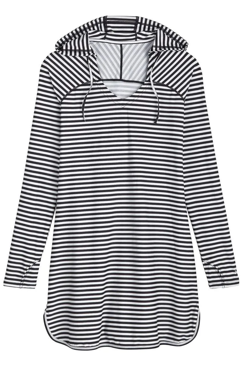 Women's Seacoast Swim Cover-Up Dress  |  White/Black Stripe