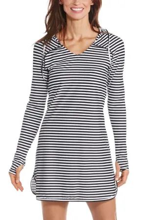 Women's Seacoast Swim Cover-Up Dress  |  White/Black Stripe