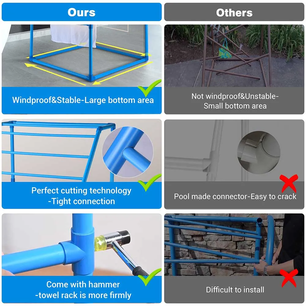 Yescom Pool Towel Rack Hot Tub PVC Drying Rack